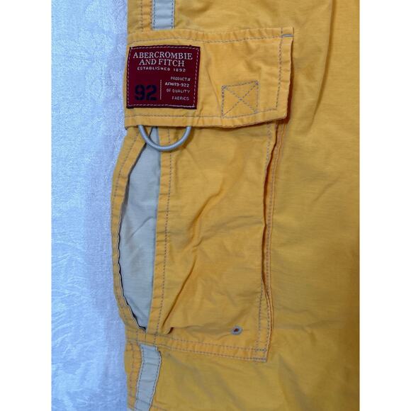 Vintage Abercrombie Swim Trunks Shorts 35 Orange Cargo Mesh Lined - Picture 2 of 9